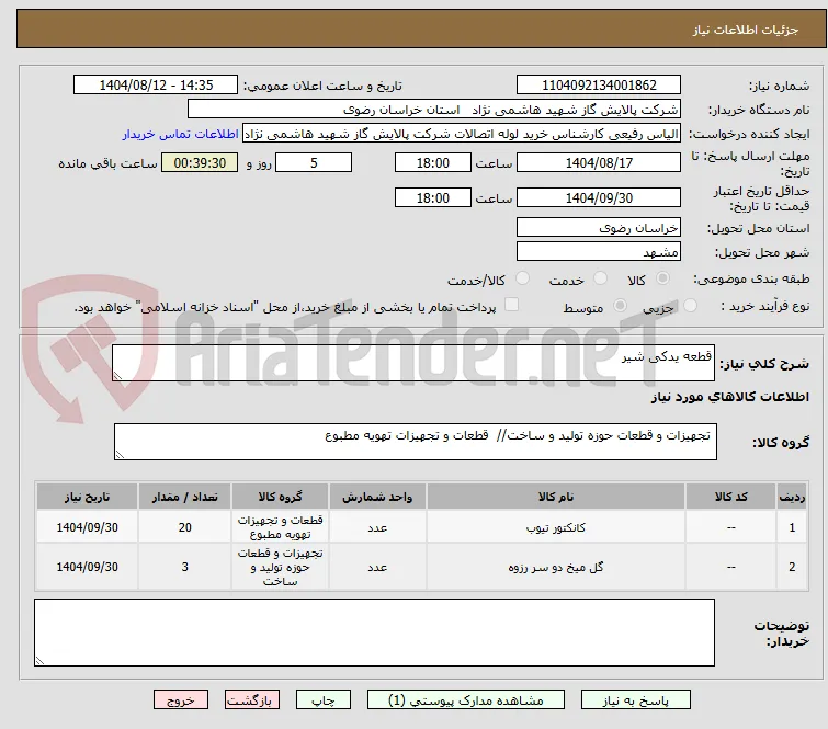قطعه یدکی شیر