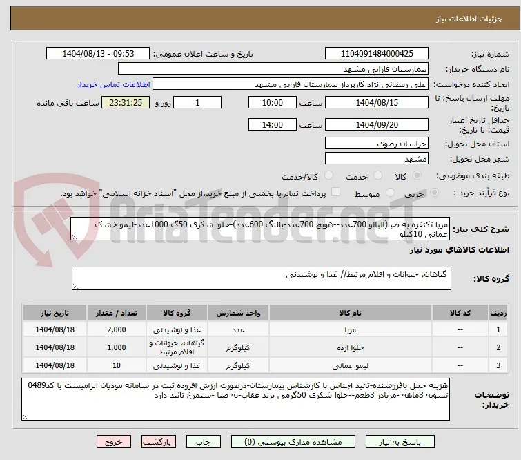 مربا تکنفره به صبا(البالو 700عدد--هویچ 700عدد-بالنگ 600عدد)-حلوا شکری 50گ 1000عدد-لیمو خشک عمانی 10کیلو