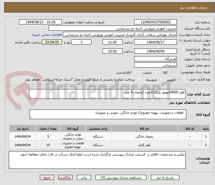 کولر 24000موتور بزرگ15عدد /یخچال 5 عدد