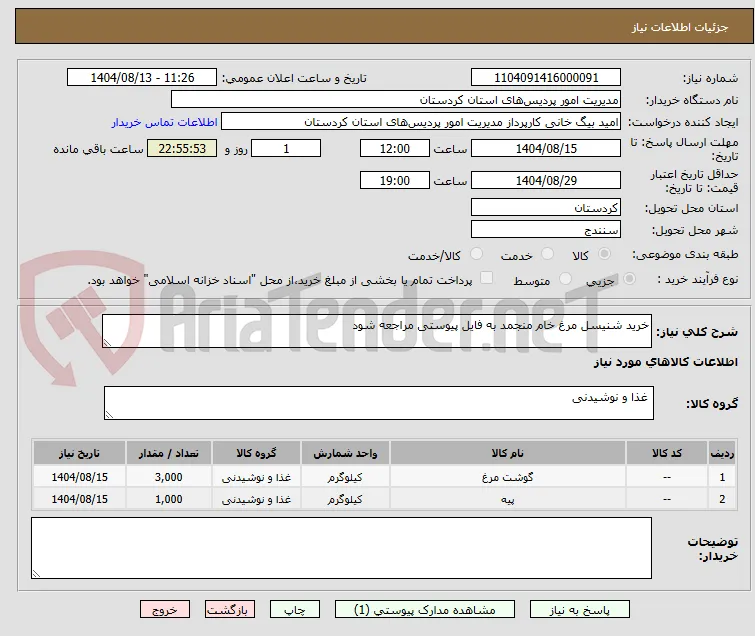 خرید شنیسل مرغ خام منجمد به فایل پیوستی مراجعه شود