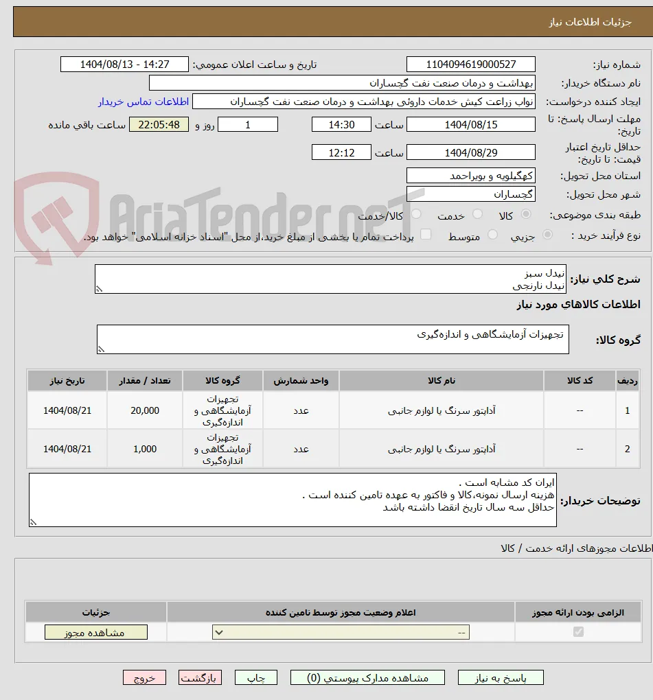 نیدل سبز 
نیدل نارنجی