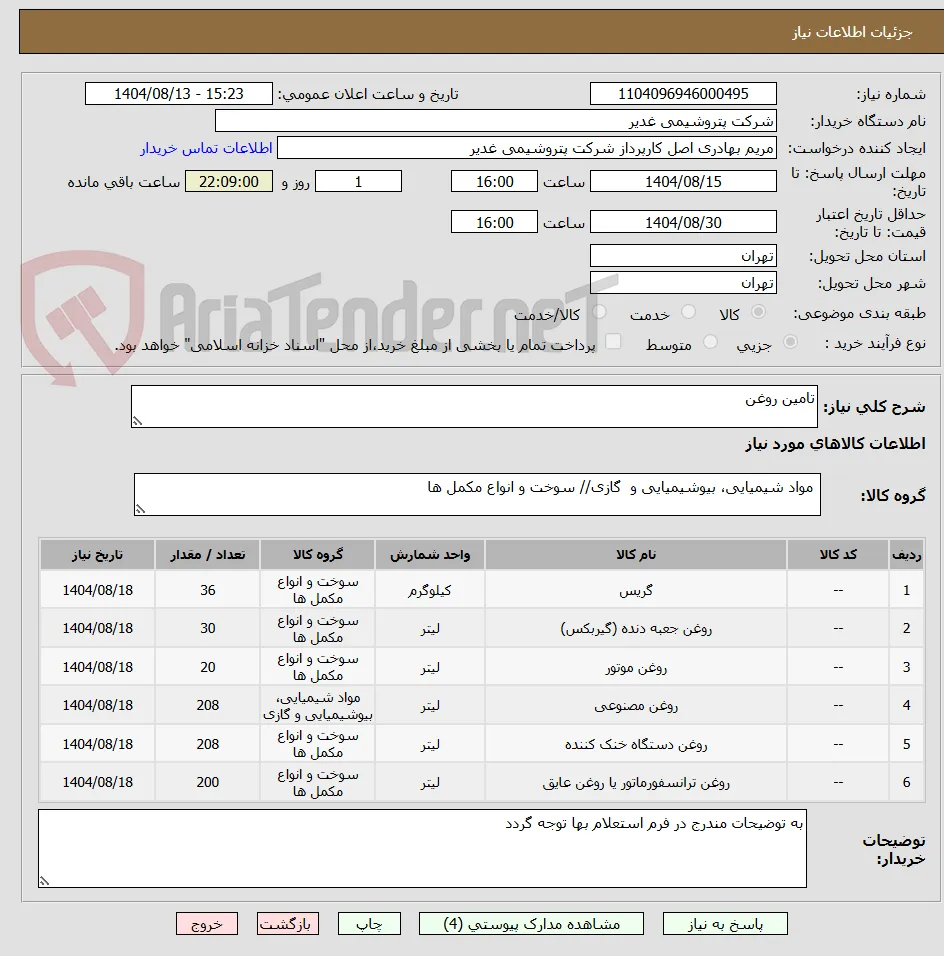 تامین روغن