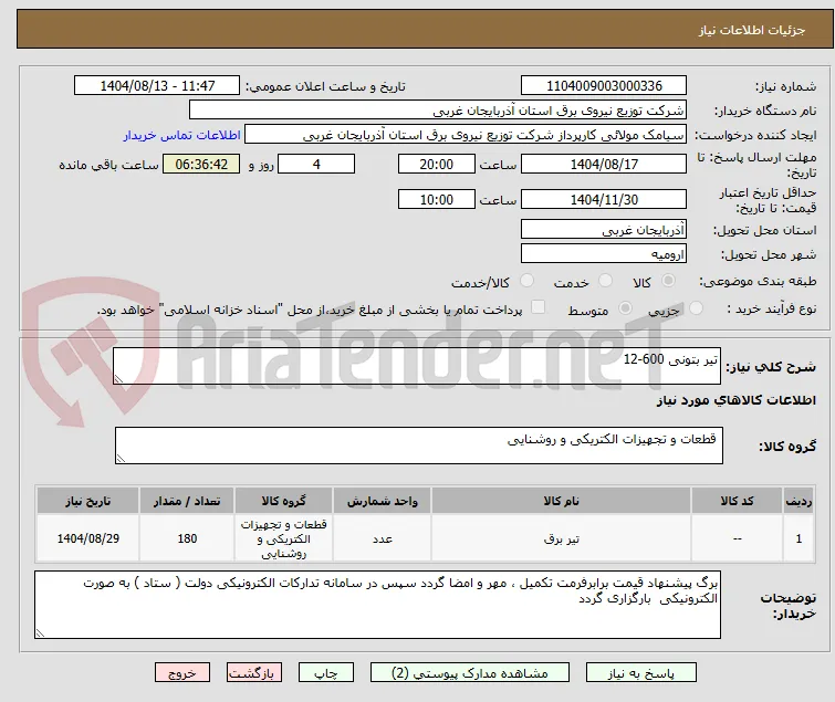 تیر بتونی 600-12