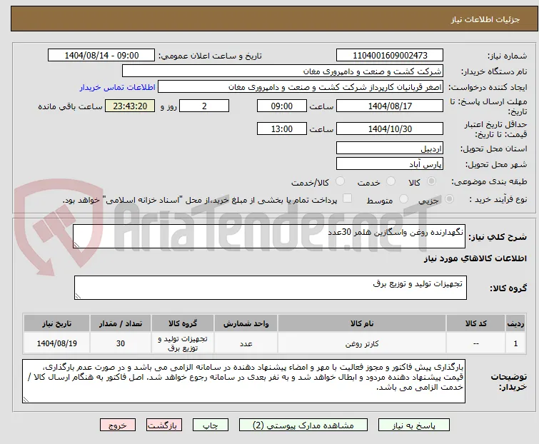 نگهدارنده روغن واسگازین هلمر 30عدد