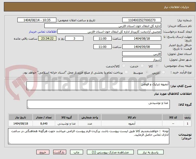 آبمیوه تتراپک و قوطی