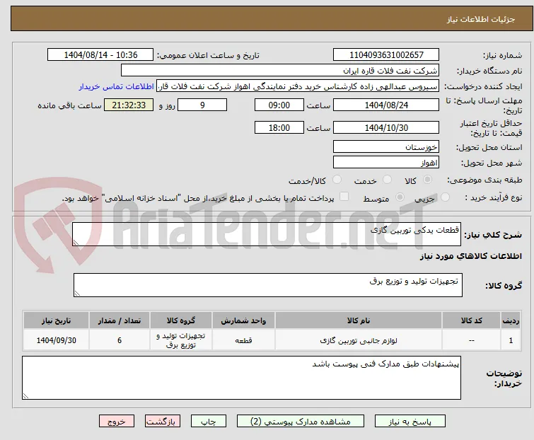 قطعات یدکی توربین گازی