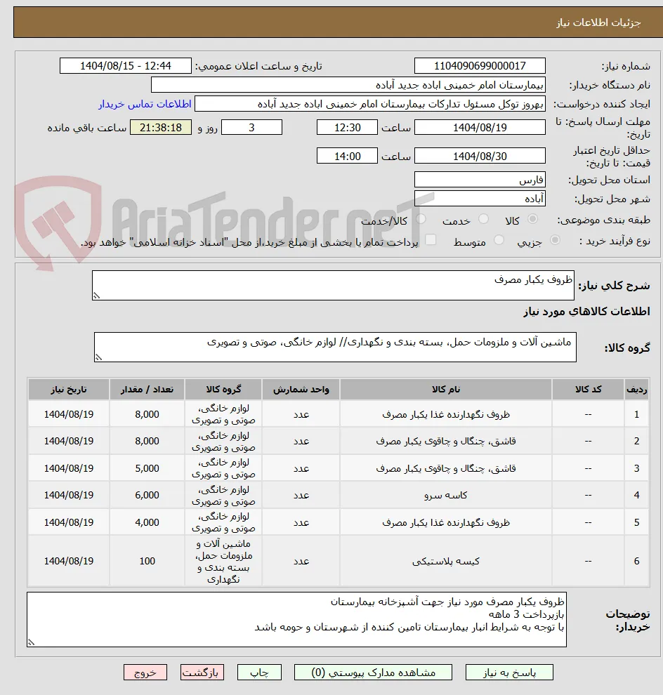 ظروف یکبار مصرف 