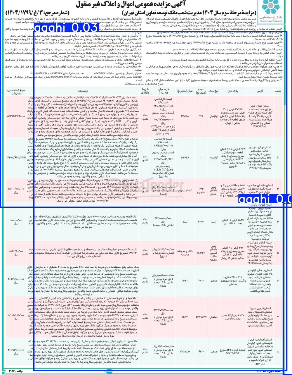 فروش املاک در 8 ردیف با کاربری صنعتی - زمین - مسکونی