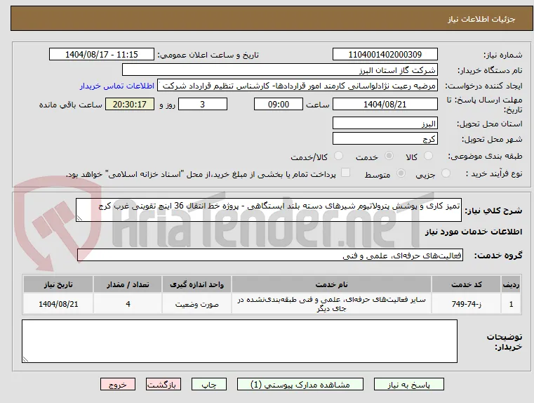 تمیز کاری و پوشش پترولاتیوم شیرهای دسته بلند ایستگاهی - پروژه خط انتقال 36 اینچ تقویتی غرب کرج
