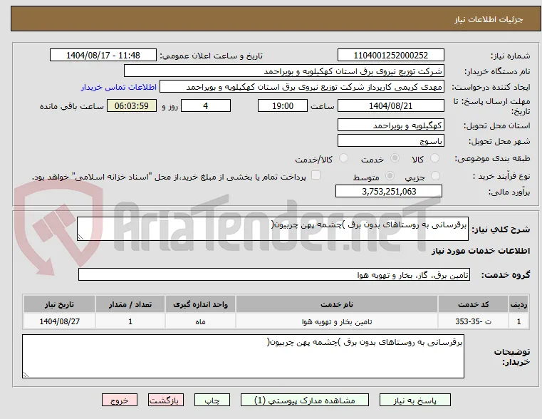 برقرسانی به روستاهای بدون برق )چشمه پهن چربیون(