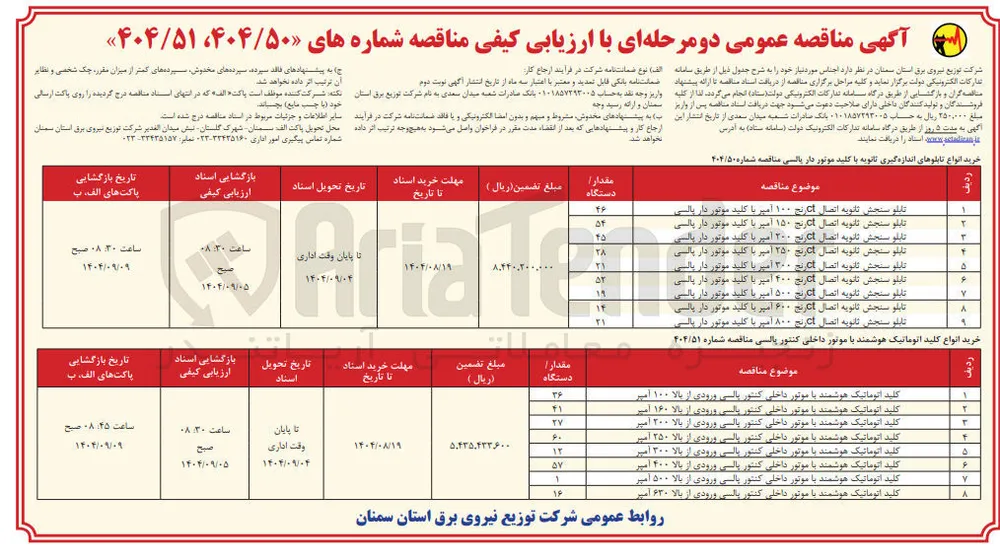 خرید انواع تابلوهای اندازه گیری ثانویه با کلید موتور دار پالسی