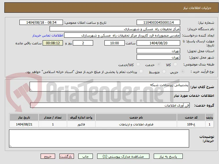پشتیبانی زیرساخت شبکه