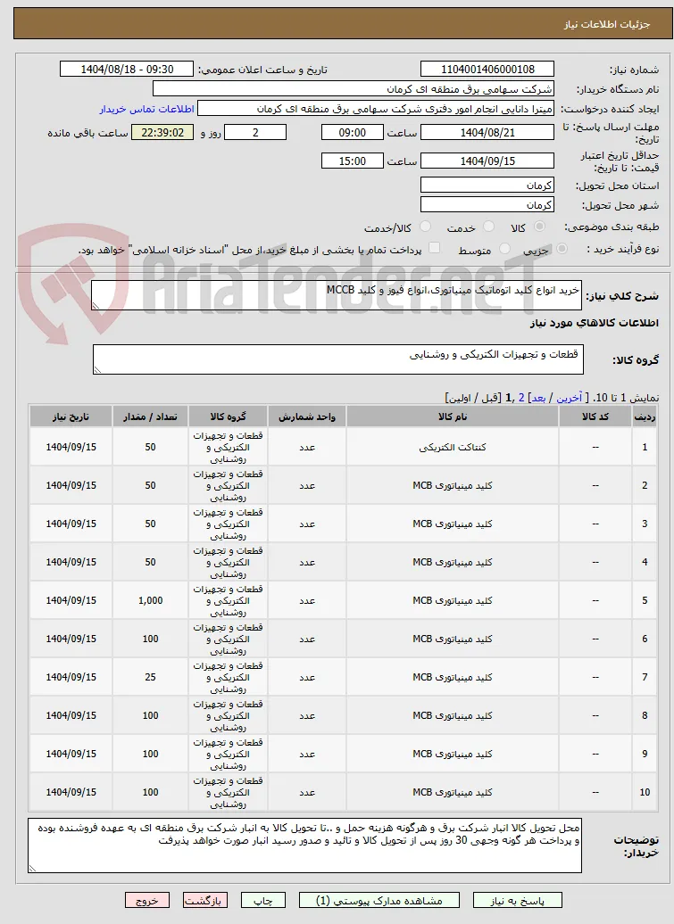 خرید انواع کلید اتوماتیک مینیاتوری،انواع فیوز و کلید MCCB 