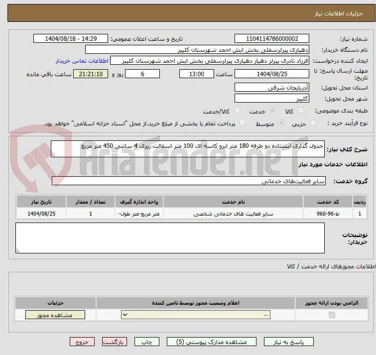 جدول گذاری ایستاده دو طرفه 180 متر ابرو کاسه ای 100 متر اسفالت ریزی 4 سانتی 450 متر مربع
