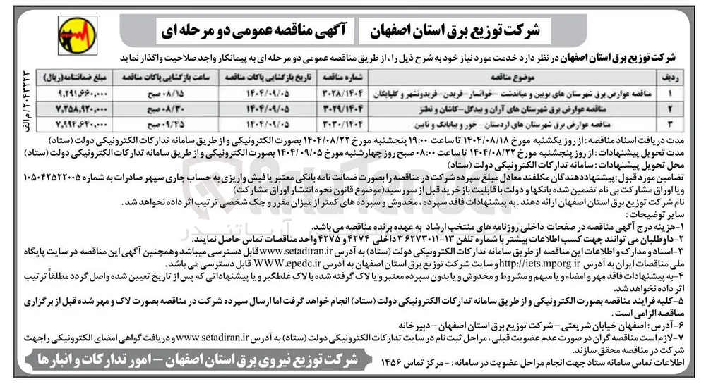 عوارض برق شهرستانها