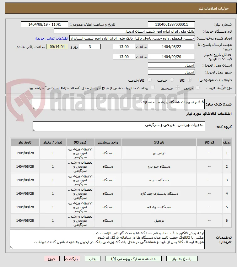 6 قلم تجهیزات باشگاه ورزشی بدنسازی