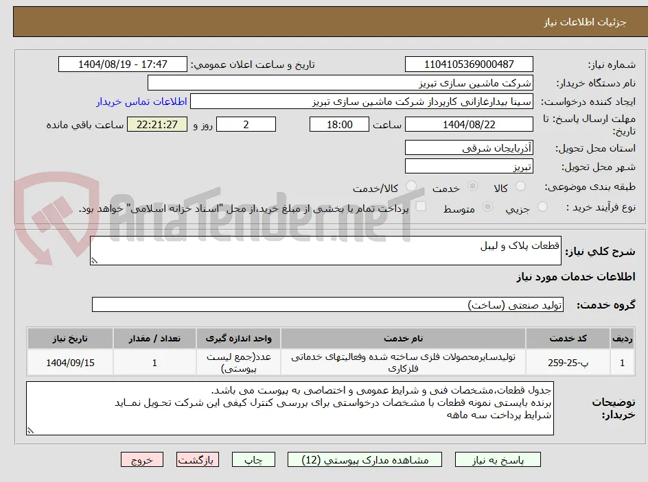 قطعات پلاک و لیبل