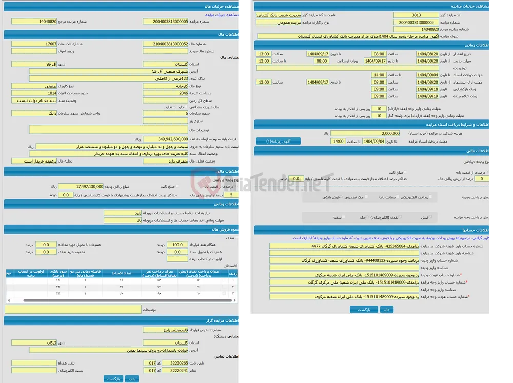 مزایده کارخانه با کاربری صنعتی واقع در شهرک صنعتی آق قلا