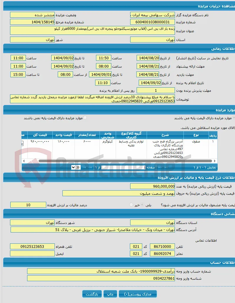 زنده بار ای بی اس (فلاپ موتورسیکلتوجلو پنجره ای بی اس)بهمقدار 6000هزار کیلو