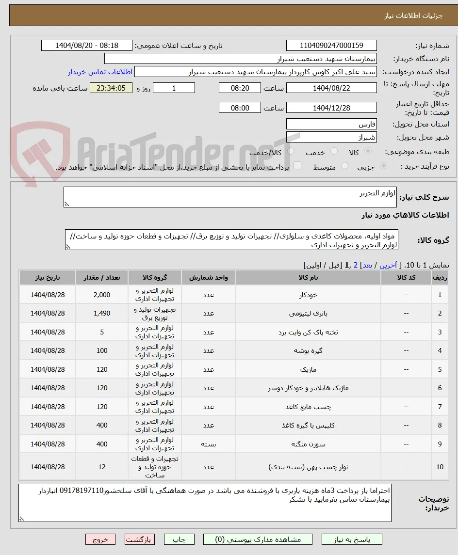 لوازم التحریر