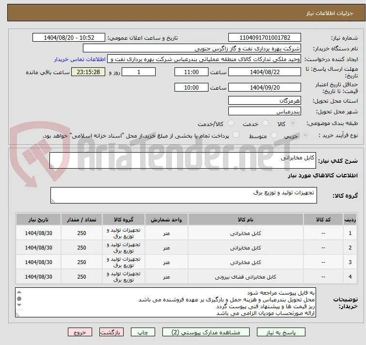 کابل مخابراتی 