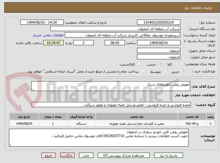 تعویض روغن خودروهای سبک