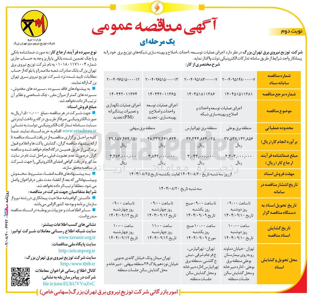 اجرای عملیات توسعه و احداث و اصلاح و بهینه سازی