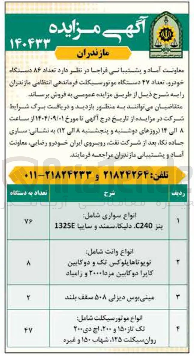 انواع سواری شامل بنز C240 دلیکا ، سمند و سایپا 132SE 
