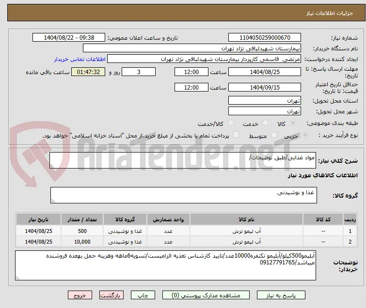 مواد غذایی/طبق توضیحات/