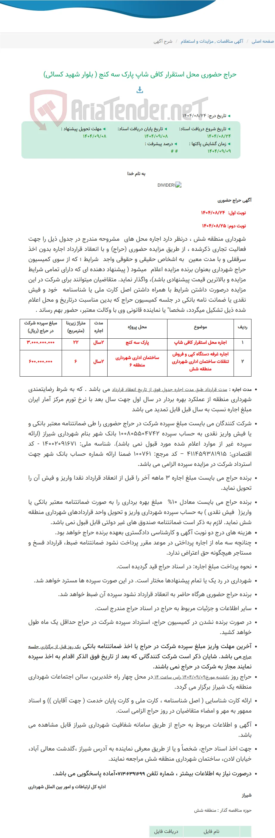 حراج حضوری محل استقرار کافی شاپ پارک سه کنج ( بلوار شهید کسائی)