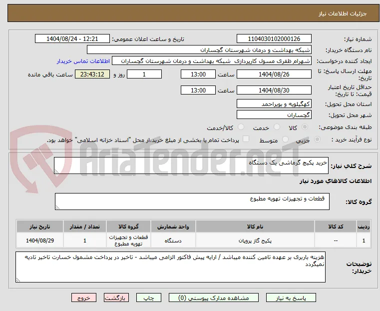 خرید پکیچ گرماشی یک دستگاه 
