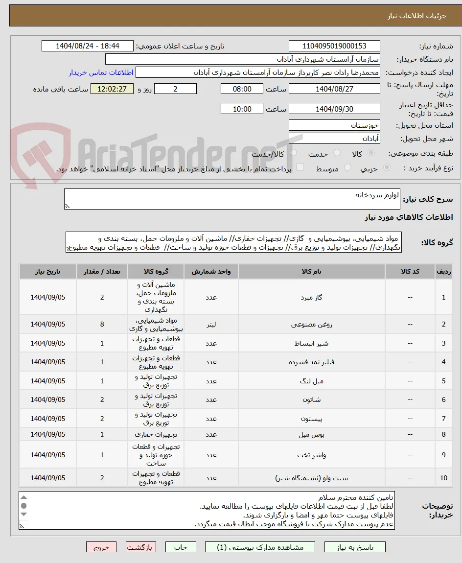 لوازم سردخانه 