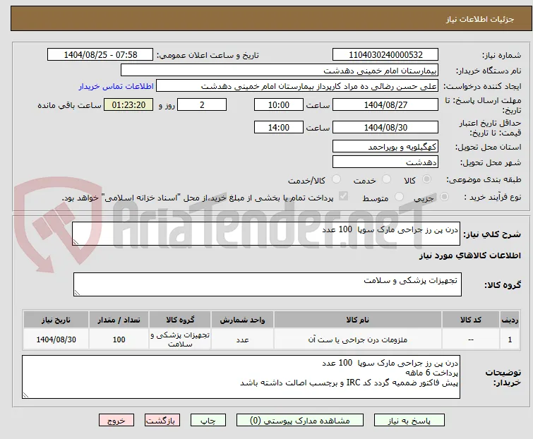 درن پن رز جراحی مارک سوپا  100 عدد