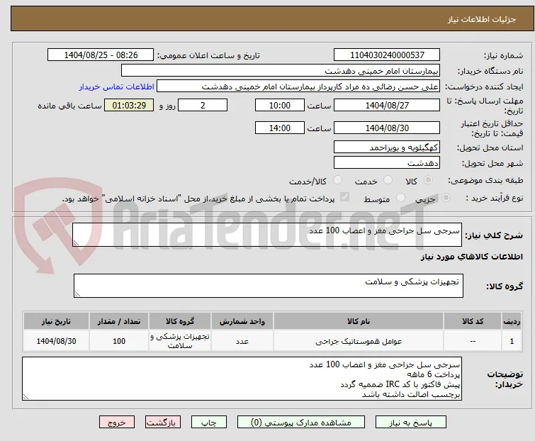 سرجی سل جراحی مغز و اعصاب 100 عدد