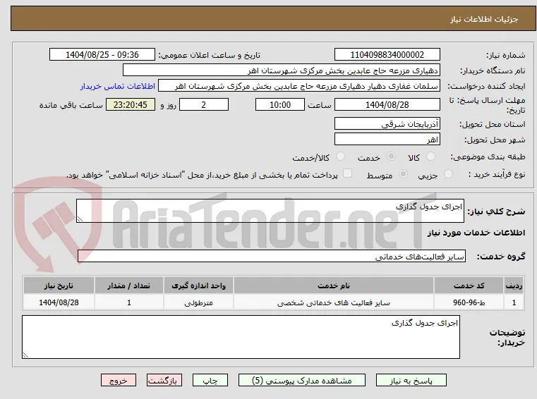 اجرای جدول گذاری