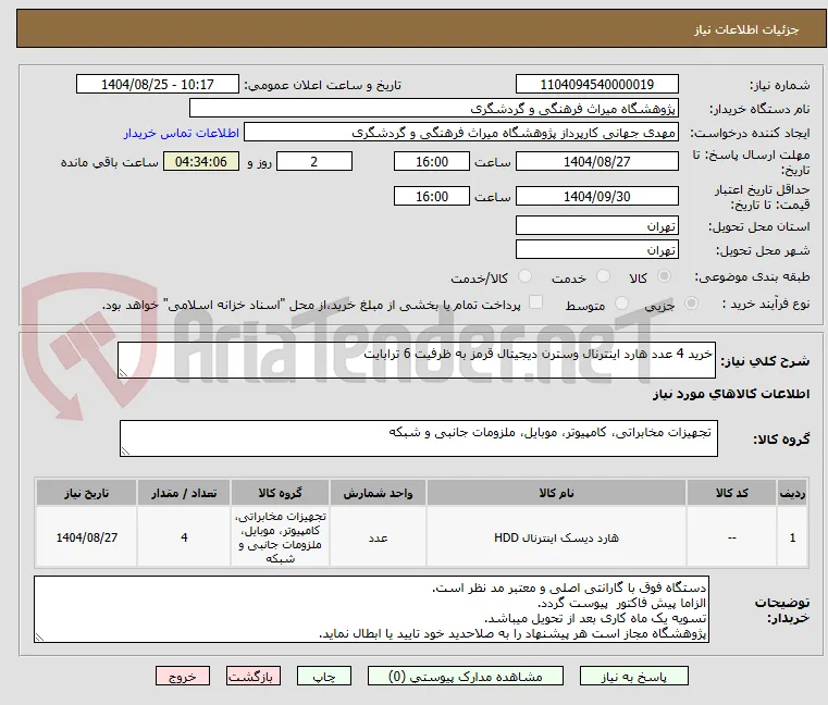 خرید 4 عدد هارد اینترنال وسترن دیجیتال قرمز به ظرفیت 6 ترابایت