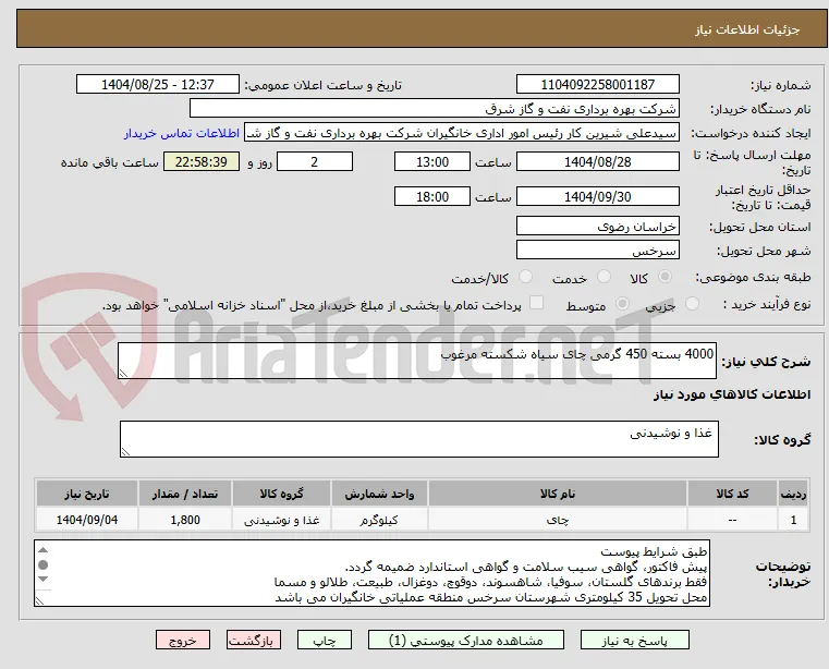 4000 بسته 450 گرمی چای سیاه شکسته مرغوب