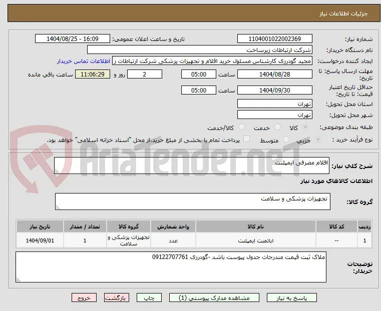 اقلام مصرفی ایمپلنت 