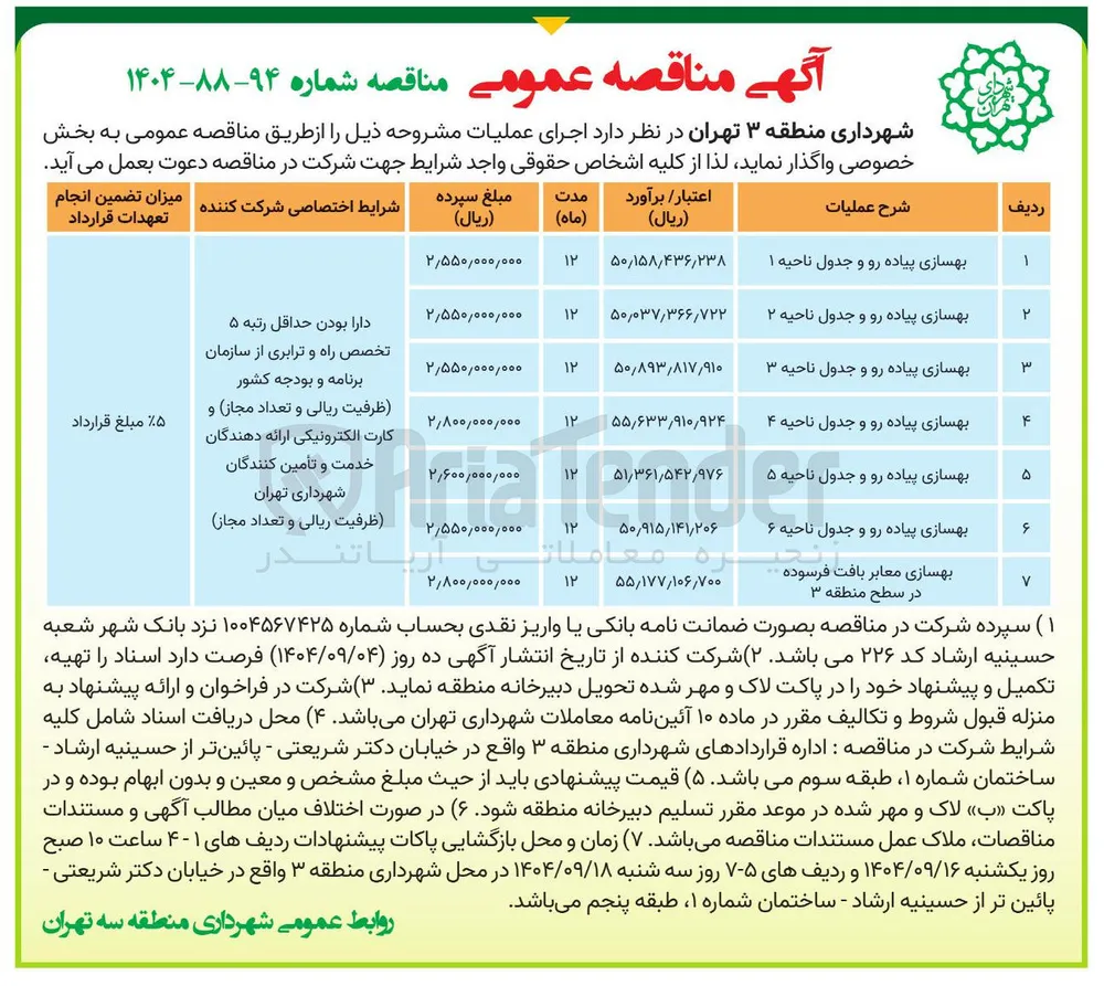بهسازی پیاده رو و جدول
