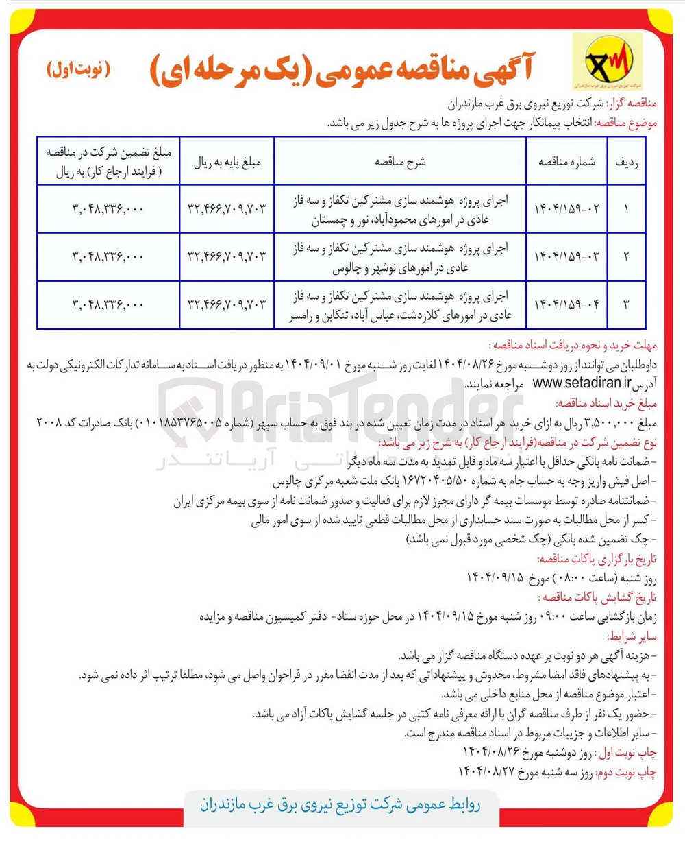 اجرای پروژه هوشمند سازی مشترکین تکفاز و سه فاز عادی