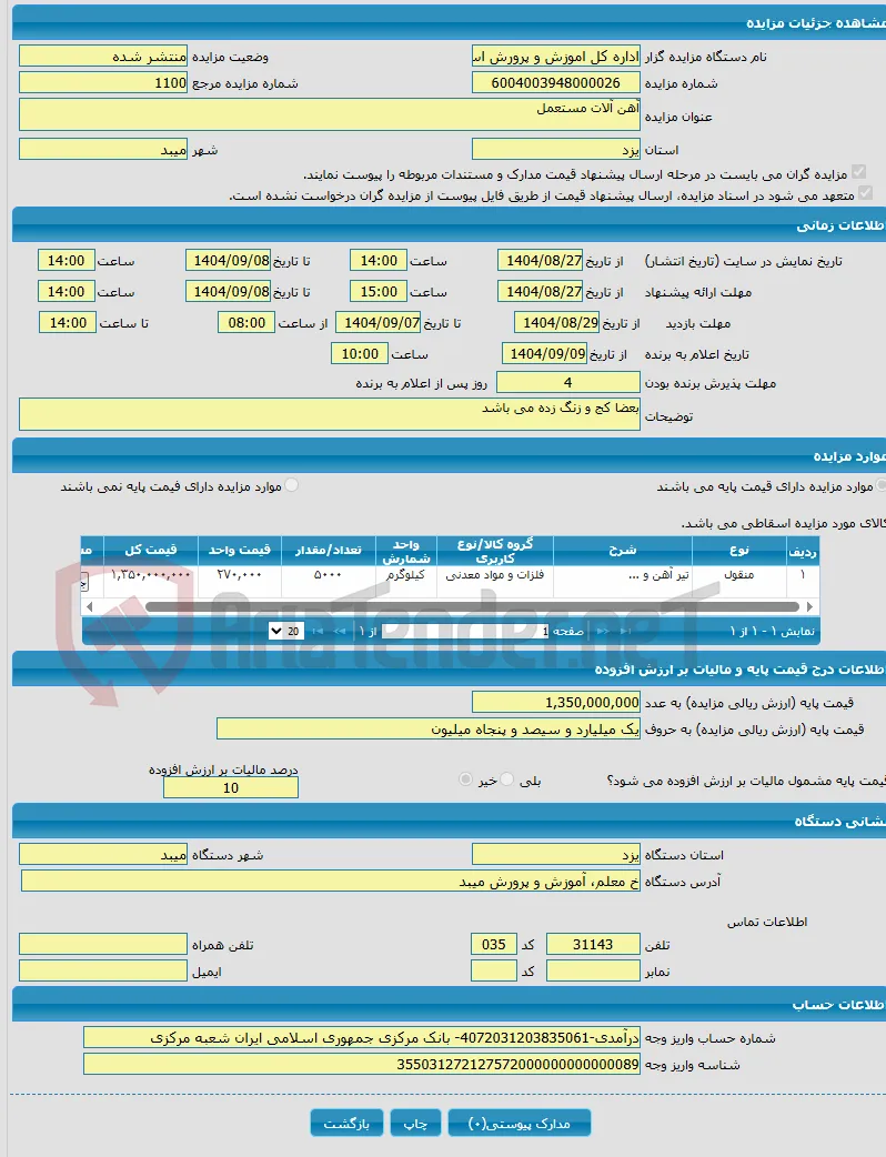آهن آلات مستعمل
