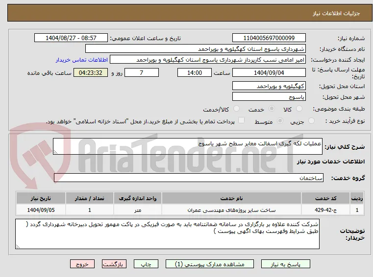 عملیات لکه گیری اسفالت معابر سطح شهر یاسوج 
