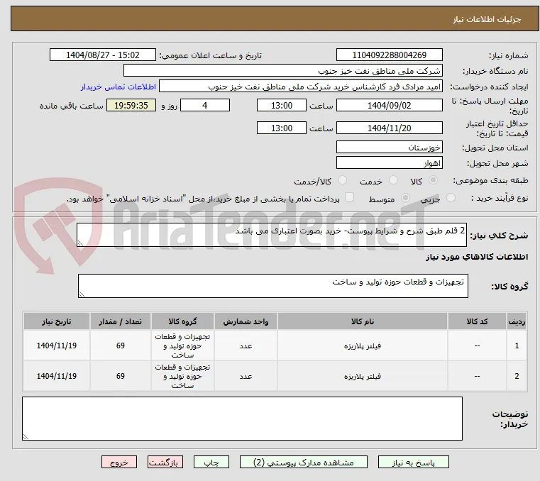 2 قلم طبق شرح و شرایط پیوست- خرید بصورت اعتباری می باشد