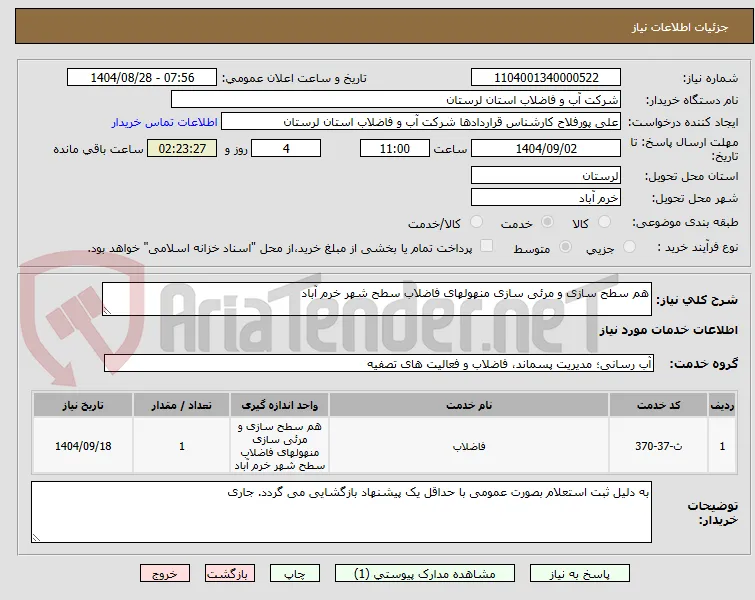 هم سطح سازی و مرئی سازی منهولهای فاضلاب سطح شهر خرم آباد