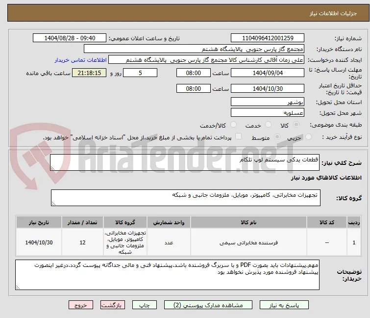 قطعات یدکی سیستم لوپ تلکام