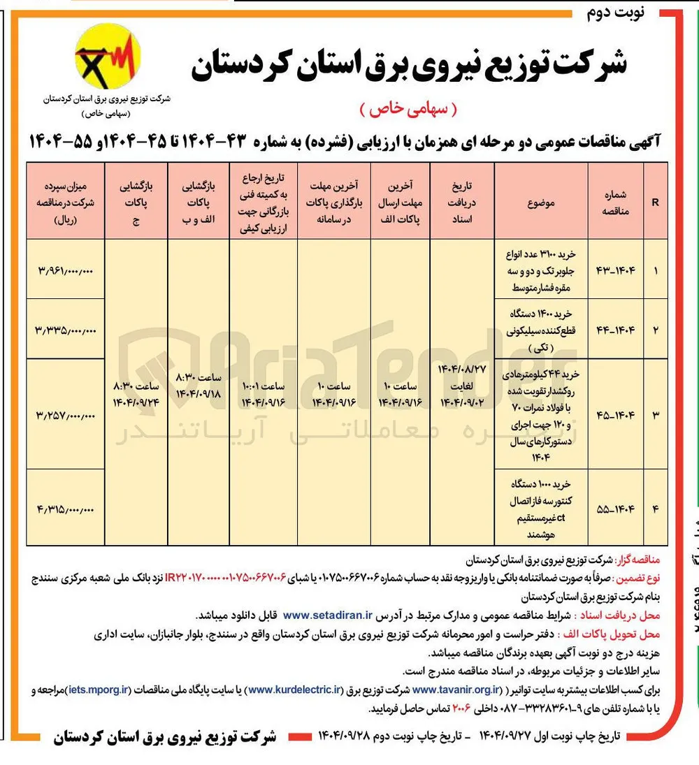 خرید ۱۰۰۰ دستگاه کنتورسه فاز اتصال ct غیر مستقیم هوشمند 
