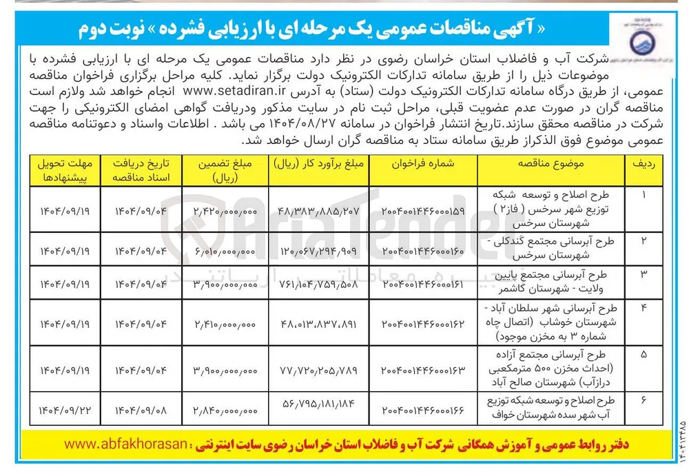 طرح اصلاح و توسعه شبکه توزیع 