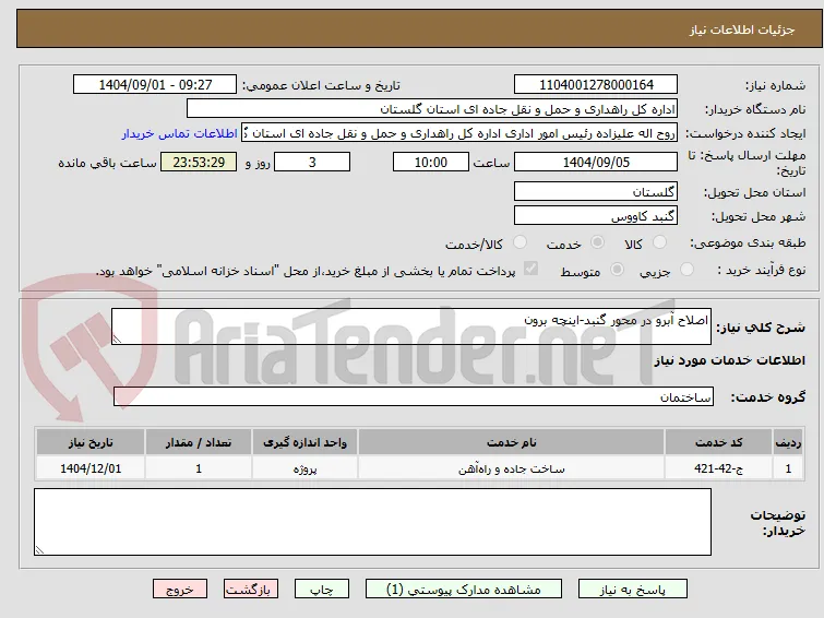 اصلاح آبرو در محور گنبد-اینچه برون