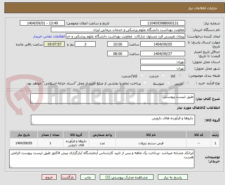 طبق لیست پیوستی