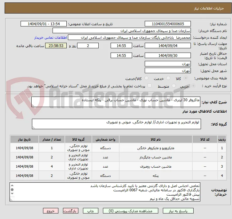 ماکروفر 30 لیتری - ماشین حساب نوری - ماشین حساب برقی - پنکه ایستاده